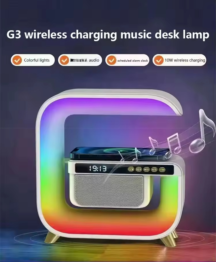 G3 Bluetooth Speaker with Night Light Alarm Clock Led Wireless Charger